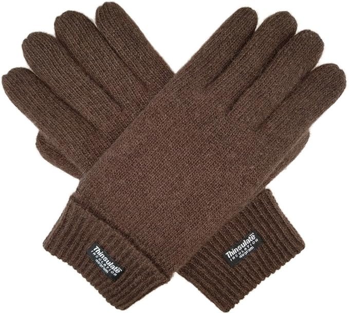 BRUCERIVER Men\\\'s Pure Wool Knitted Gloves with Thinsulate Lining