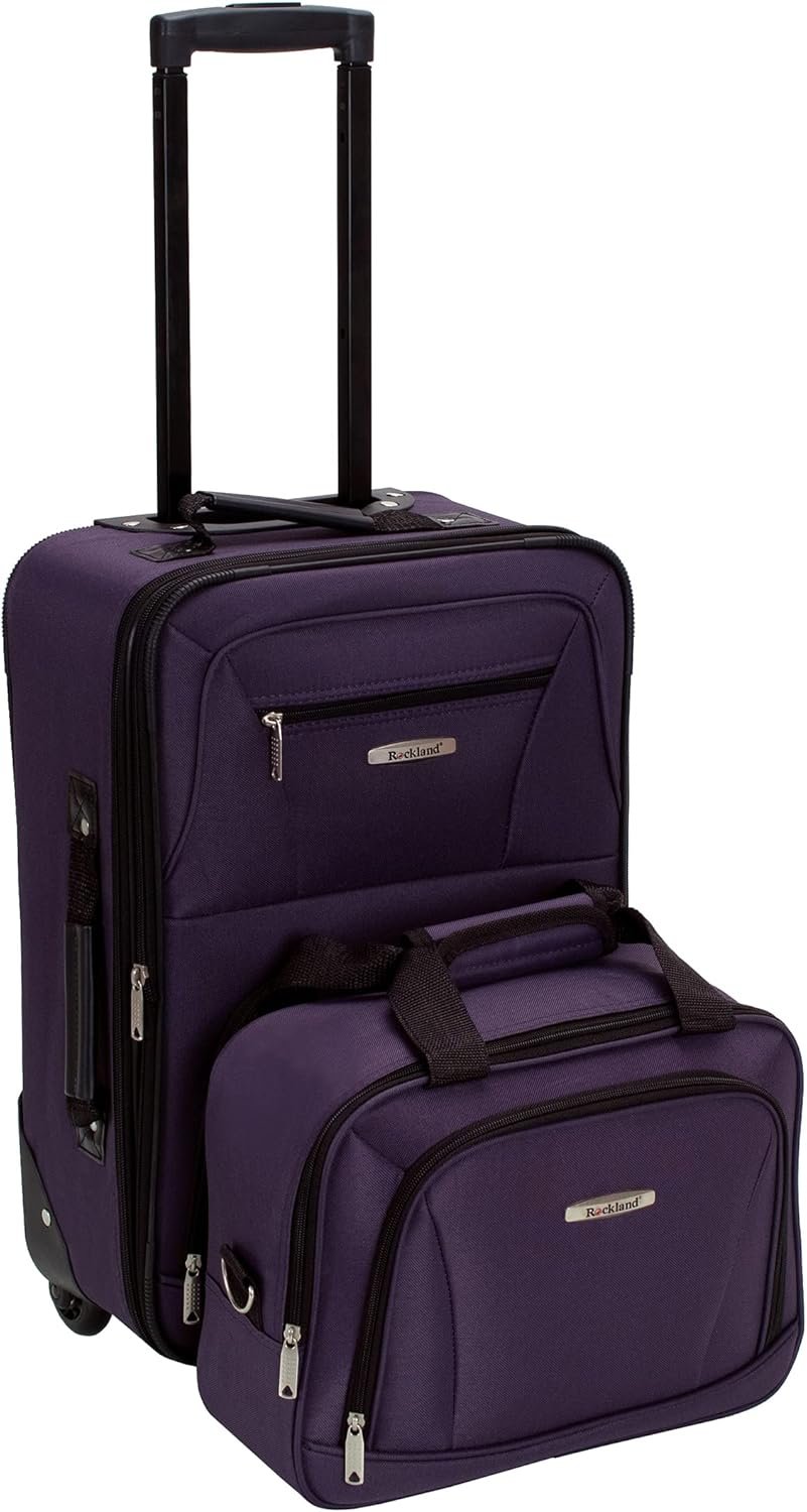 Rockland Fashion Expandable Softside Upright Luggage Set, Purple, 2-Piece (14/19)